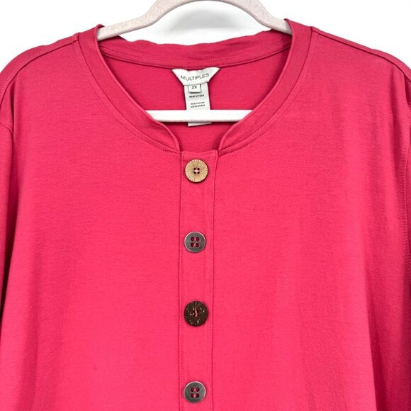 Multiples pink assorted Button raw edge lagenlook art to wear woman’s size 2X - Picture 4 of 9